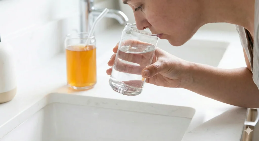 Apple cider vinegar safety tips - using straw to protect tooth enamel and properly diluting ACV to prevent side effects