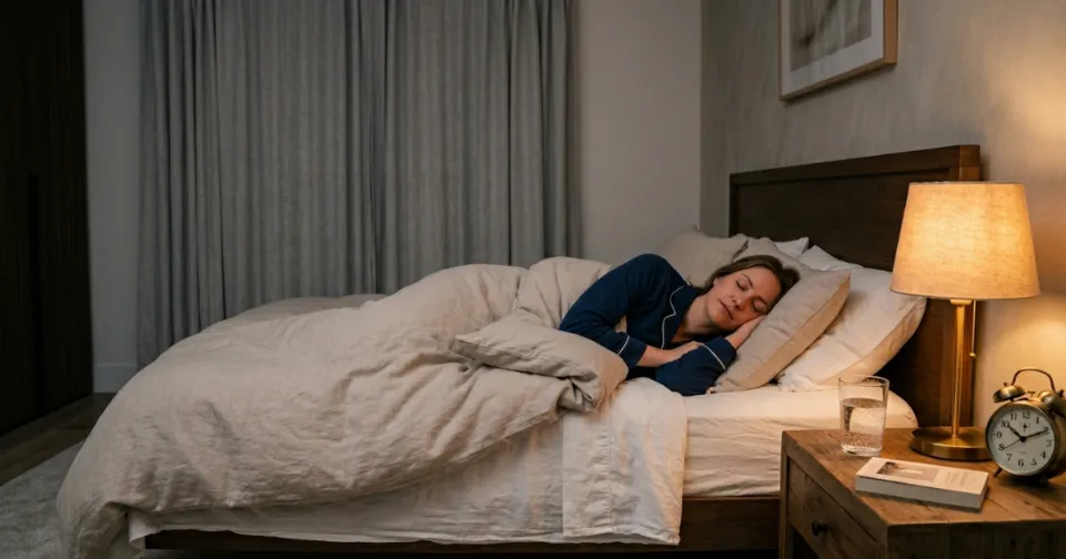 Person sleeping restfully showing how good sleep helps fix leptin resistance and appetite hormones